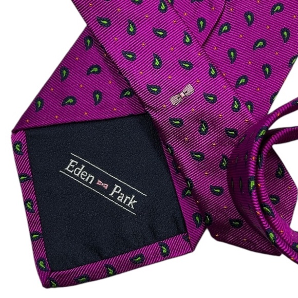 EDEN PARK Purple Paisley Silk LUXURY Tie ITALY - Picture 4 of 5
